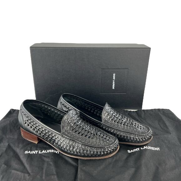 Saint Laurent Leather Woven Loafers - Picture 2 of 8